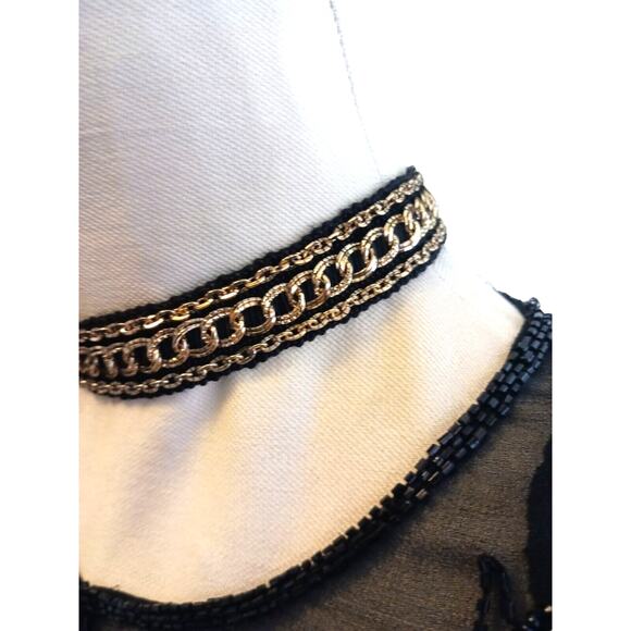 Exotic Choker Black Gold 3D Necklace Formal Glam Party Whimsigoth Holiday Prom - Picture 5 of 10